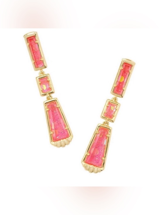 Kendra Scott Jewelry - NWT Kendra Scott Gold/ Hot Pink  Serena Linear drop earrings